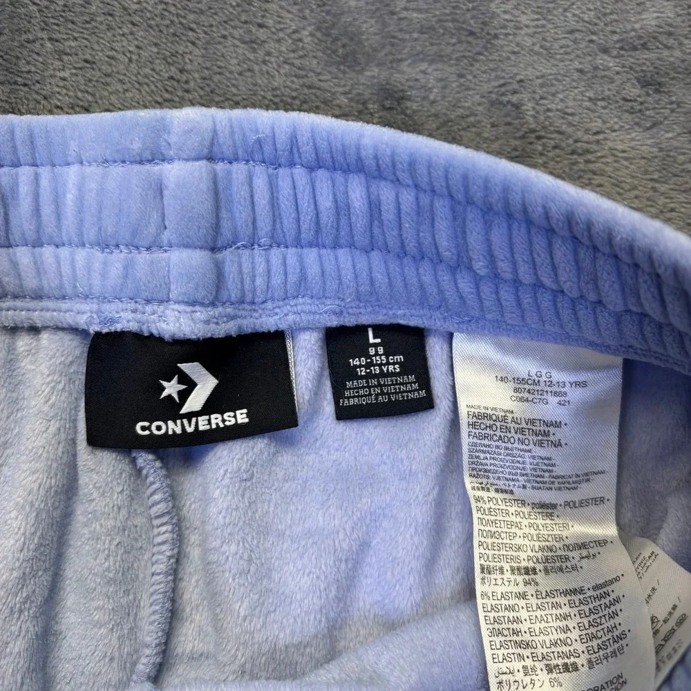 Converse Velour Joggers Youth Large 12/13‎ Lavender Purple Velvet Sweatpants Y2K